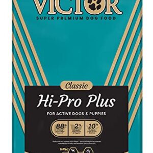 Victor Super Premium Dog Food – Hi-Pro Plus Dry Dog Food – 30% Protein, Gluten Free - for High Energy and Active Dogs & Puppies, 40lbs