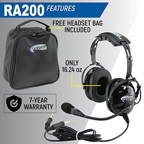 Rugged General Aviation Student Pilot Headsets for Flying Airplanes - Features Noise Reduction GA Dual Plugs Adjustable Headband and Free Headset Bag