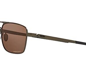 Oakley Men's OO6038 Gauge 6 Titanium Square Sunglasses, Pewter/Prizm Tungsten, 57 mm