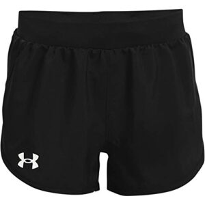 under armour girls’ fly by shorts , black (001)/white , x-large
