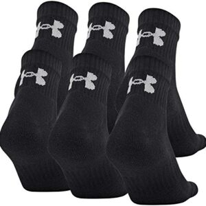 Under Armour Adult Training Cotton Quarter Socks, Multipairs , Black (6-Pairs) , Large