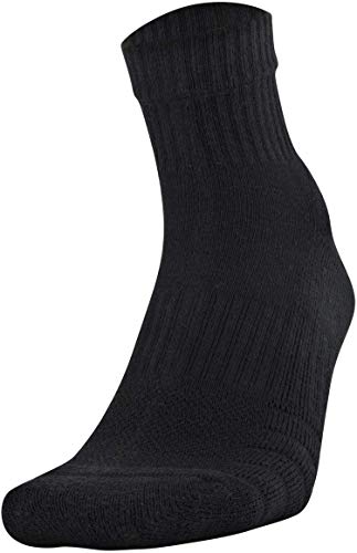 Under Armour Adult Training Cotton Quarter Socks, Multipairs , Black (6-Pairs) , Large