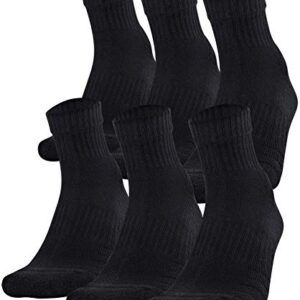 Under Armour Adult Training Cotton Quarter Socks, Multipairs , Black (6-Pairs) , Large