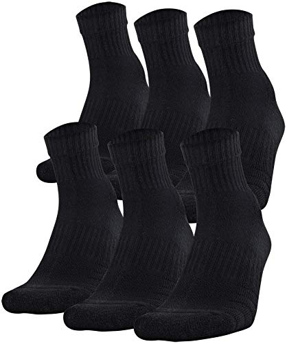 Under Armour Adult Training Cotton Quarter Socks, Multipairs , Black (6-Pairs) , Large