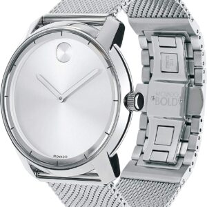 Movado Men's BOLD Thin Stainless Steel Watch with a Printed Index Dial, Silver (Model 3600260)