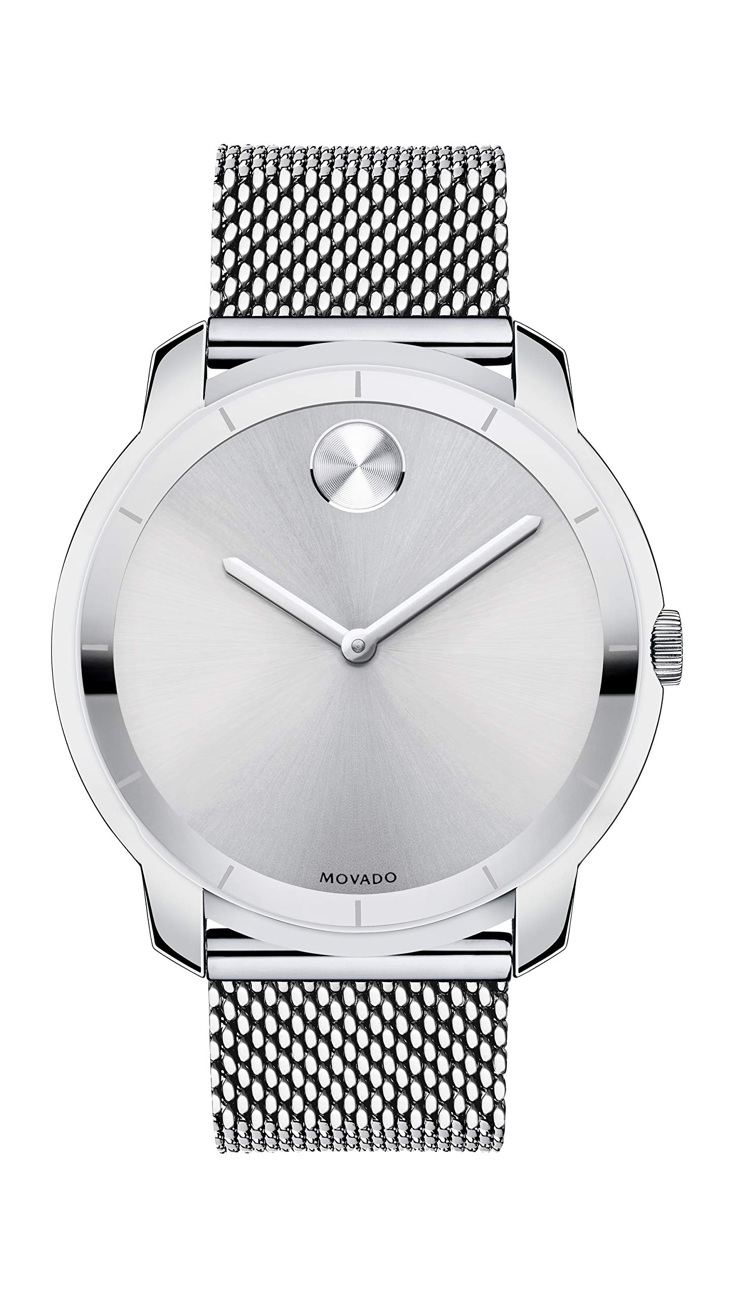 Movado Men's BOLD Thin Stainless Steel Watch with a Printed Index Dial, Silver (Model 3600260)