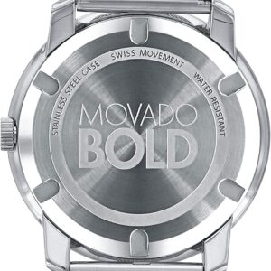 Movado Men's BOLD Thin Stainless Steel Watch with a Printed Index Dial, Silver (Model 3600260)