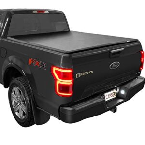 capser 5.5 ft soft tri-fold truck bed tonneau cover fits 2015-2023 ford f150 styleside 5’5″(66″) truck bed
