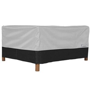 NEH Outdoor Patio Square Ottoman / Side Table Furniture Cover - 40"L x 38"W x 18"H - Breathable Material, Sunray Protected, and Weather Resistant Storage Cover - Gray with Black Hem