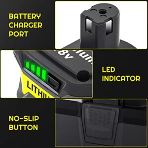 2-Pack 18 Volt P108 Battery Replacement for Ryobi 18V Lithium-Ion 6.0 Ah Battery P109 P107 P105 P104 P103 P102 P190 with LED Indicator
