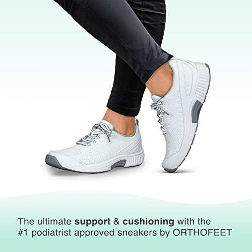 Orthofeet Wide Toe Box Shoes for Women - Ideal for Bunions & Hammertoes Relief - Therapeutic Walking Shoes with Arch Support, Cushioning Ergonomic Sole & Extended Widths - Coral Sneakers