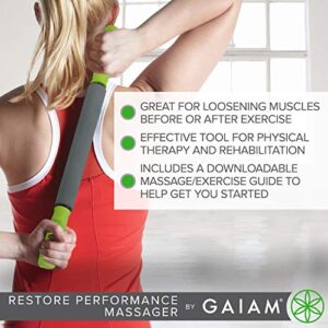 Gaiam Restore Massage Stick Roller - 19" Foam Cushioned Performance Hand Held Muscle Massager | Comfort Grip Handles | Solid Steel Construction