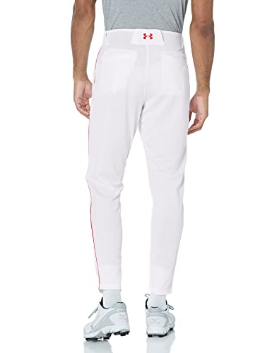 Under Armour Men's Standard Utility Baseball Striaght Leg Pant Pipe 22, (103) White/Red/Red, Medium