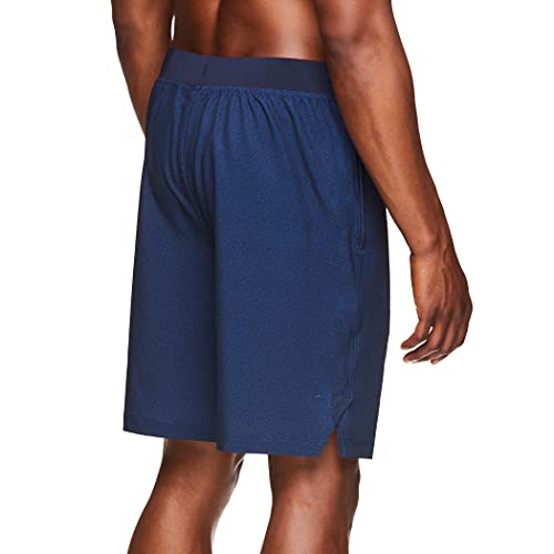 Gaiam Men's Yoga Shorts - Athletic Gym Running and Workout Shorts with Pockets - Root to Rise Navy Heather, Large