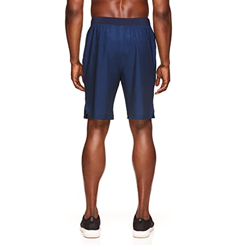 Gaiam Men's Yoga Shorts - Athletic Gym Running and Workout Shorts with Pockets - Root to Rise Navy Heather, Large