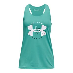 under armour girls’ tech big logo tank , neptune (369)/sea mist , youth large