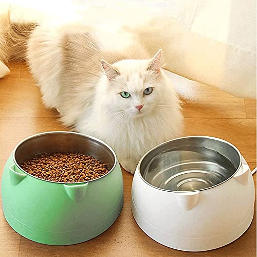 FUUIE Bowls for Food and Water Pet Cat Bowl Stainless Steel 15 Degrees Tilted Safeguard Neck Dog Cat Feeder Pet Food Water Feeding Bowl for Puppy Cat Supplies (Color : Blue, Size : 400ML)
