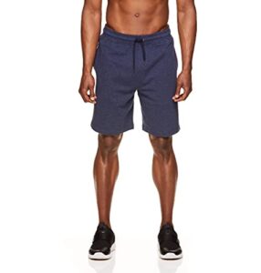 gaiam men’s french terry yoga shorts – athletic gym and running sweat short with pockets – savasa navy heather, large