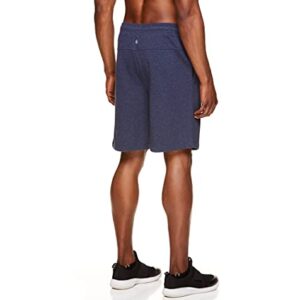 Gaiam Men's French Terry Yoga Shorts - Athletic Gym and Running Sweat Short with Pockets - Savasa Navy Heather, Large