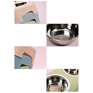 FUUIE Bowls for Food and Water Double Pet Bowl Dog Cat Food Water Feeder Stainless Steel Pet Drinking Dish Feeder for Dog Cat Puppy Feeding Supplies (Color : Blue, Size : 34.5x17x8cm)
