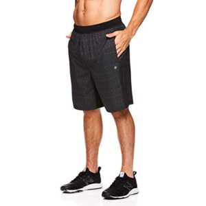 gaiam men’s yoga shorts – performance heather gym & workout short w/ pockets – somatic black, small