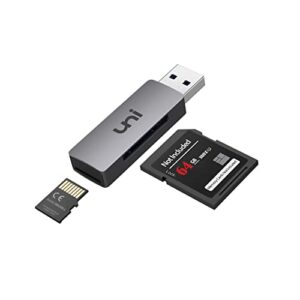 sd card reader, uni micro sd card adapter, mini-size aluminum usb 3.0 sd card reader support sd, sdxc, sdhc, mmc, micro sdxc, micro sd, micro sdhc and uhs-i card, compatible with mac/win/linux