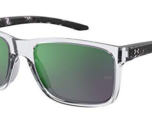 Under Armour Mens Under Armour Male Style Ua 0005/S Sunglasses, Crystal Black/Polarized Green Multi, 58mm 19mm US