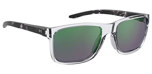 Under Armour Mens Under Armour Male Style Ua 0005/S Sunglasses, Crystal Black/Polarized Green Multi, 58mm 19mm US