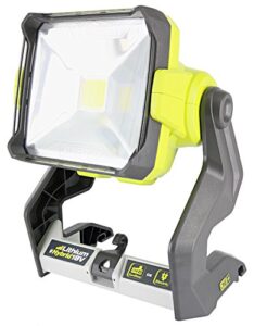 ryobi p721 one+ 1,800 lumen 18v hybrid ac and lithium ion powered flat standing led work light with onboard mounting options (battery and extension cord not included, light only)