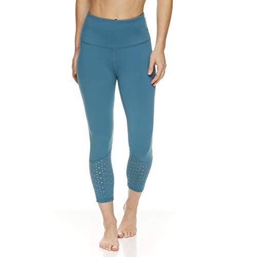 Gaiam Women's High Waisted Capri Yoga Pants - High Rise Compression Workout Leggings - Athletic Gym Tights - Colonial Blue, X-Large