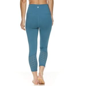 Gaiam Women's High Waisted Capri Yoga Pants - High Rise Compression Workout Leggings - Athletic Gym Tights - Colonial Blue, X-Large
