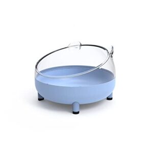 fuuie bowls for food and water bowl stainless steel neck protection transparent round water bowl for pets (color : blue)