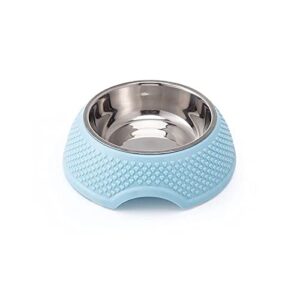 fuuie bowls for food and water household stainless steel pet bowl, suitable for dogs and cats, bite resistant, non-slip, more durable (color : blue)