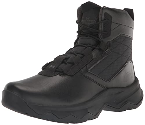 Under Armour Men's Stellar G2 6" Side Zip Lace Up Boot Military and Tactical, (001) Black/Black/Pitch Gray, 11