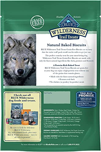 Aurora Pet Variety Pack (2) Blue Wilderness Trail Treats Grain-Free Dog Biscuits (Duck Recipe and Salmon Recipe) 10-oz Each with AuroraPet Wipes