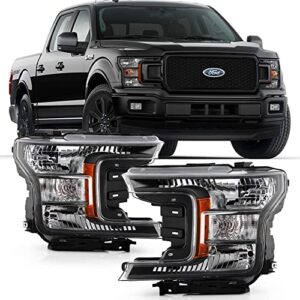 acanii – for [halogen model] 2018-2020 ford f150 pickup black special edition headlights headlamps driver & passenger