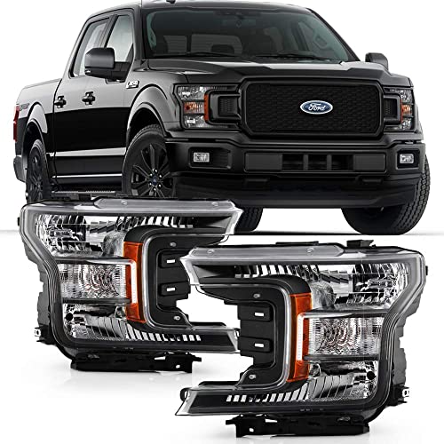 ACANII - For [Halogen Model] 2018-2020 Ford F150 Pickup Black Special Edition Headlights Headlamps Driver & Passenger