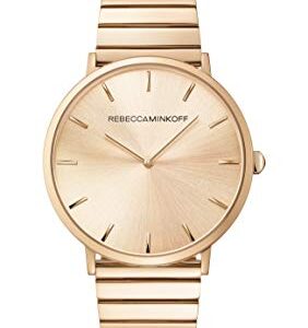 Rebecca Minkoff Women's Major Quartz Rose Gold-Plated and Rose Gold Plated Bracelet Casual Watch, Color: Rose Gold Sunray (Model: 2200007)