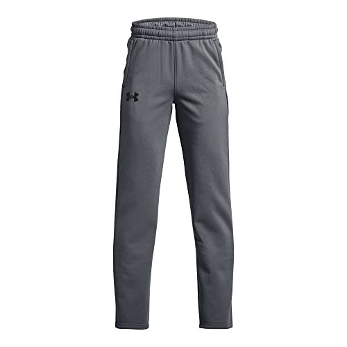 Under Armour boys ArmourFleece Straight Leg Pant , (012) Pitch Gray / / Black , Youth X-Large