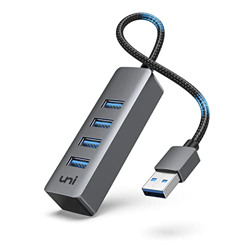 USB Hub, uni 4-Port Hight-Speed USB 3.0 Hub, Portable Aluminum USB Splitter Compatible with PC, Laptops, Mouse, Keyboard, Flash Drive, Mobile HDD, Car, and More.