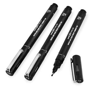 uni pin fineliner drawing pen – black ink – 1.2mm nib – pack of 3