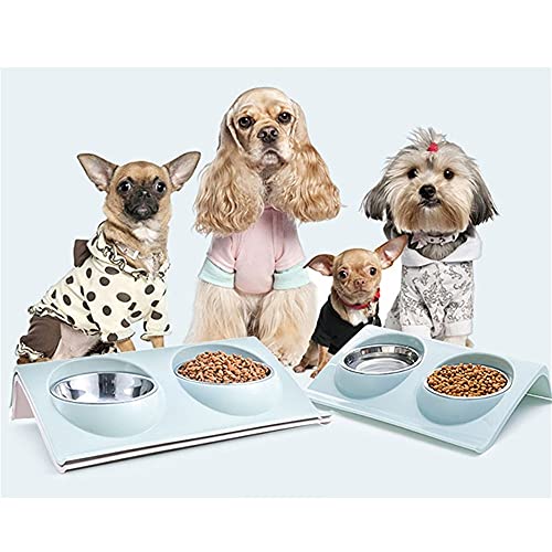 FUUIE Bowls for Food and Water Pet Silicone Bowl Dog Cat Collapsible Silicone Dog Bowl Candy Color Outdoor Travel Portable Puppy Food Container Feeder Plate (Color : Blue, Size : Medium)