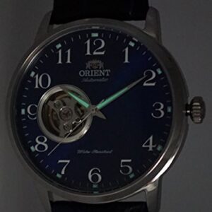 ORIENT Classic Mechanical"Esteem" Open Heart Blue Sunray Leather Watch RA-AG0011L