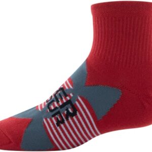 Under Armour Youth Essential Lite Quarter Socks, 6-Pairs , Red/Pitch Gray/Black , Small