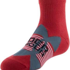 Under Armour Youth Essential Lite Quarter Socks, 6-Pairs , Red/Pitch Gray/Black , Small