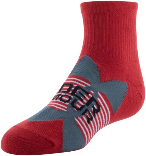 Under Armour Youth Essential Lite Quarter Socks, 6-Pairs , Red/Pitch Gray/Black , Small