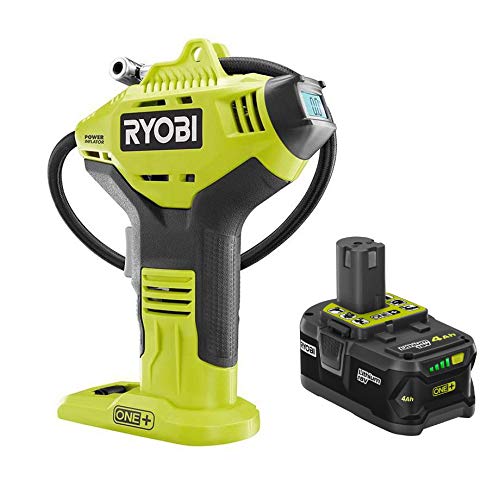 Ryobi P737D 18-Volt ONE+ Cordless High Pressure Inflator with Digital Gauge & 4.0 Ah 18-Volt Lithium-Ion High Capacity Battery (Bulk Packaged)