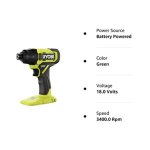 RYOBI ONE+ 18V Cordless 1/4 in. Impact Driver (Tool Only) Green