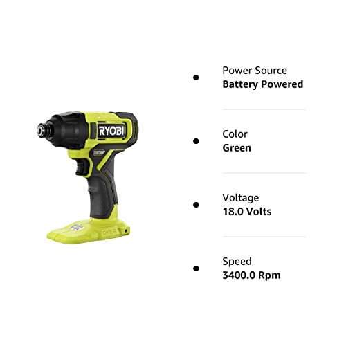 RYOBI ONE+ 18V Cordless 1/4 in. Impact Driver (Tool Only) Green