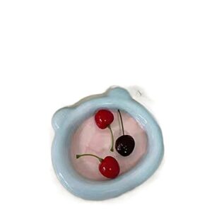fuuie bowls for food and water pet cat bowl cute pet drinking water feeding bowl ceramic cat food dog food tableware cat and dog pet supplies accessories (color : blue pink bear)